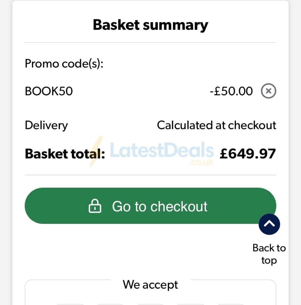 Screenshot of the Laptops Direct discount code working