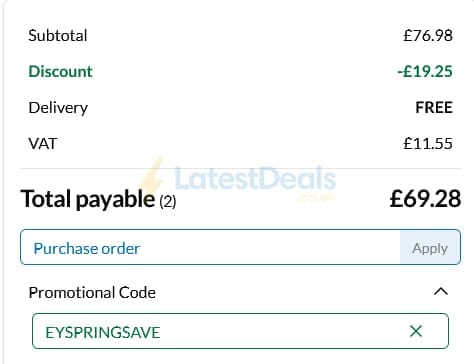 Screenshot of the Hope Education discount code working