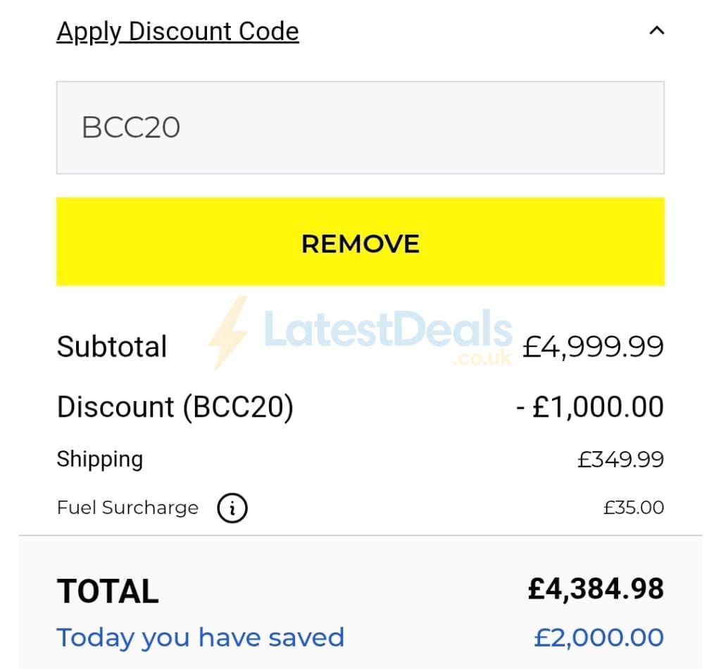 Screenshot of the Net World Sports discount code working
