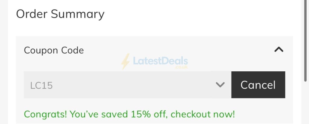 Screenshot of the Jeulia discount code working