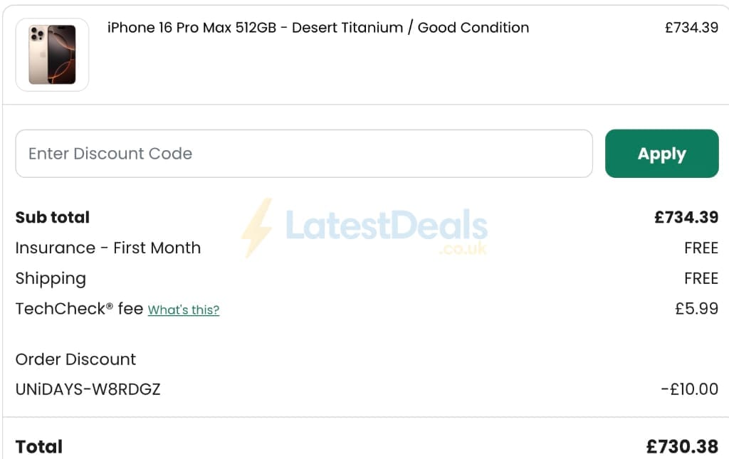 Screenshot of the Reboxed discount code working