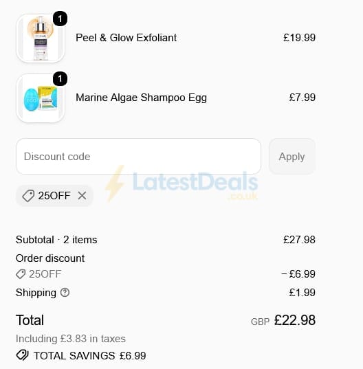 Screenshot of the Procoal discount code working
