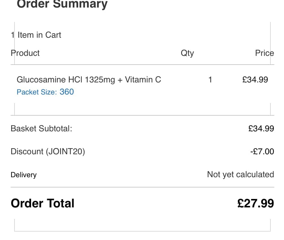 Screenshot of the ZipVit discount code working