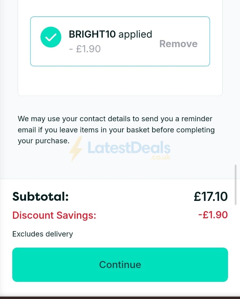 Screenshot of the Pharmacy2U discount code working