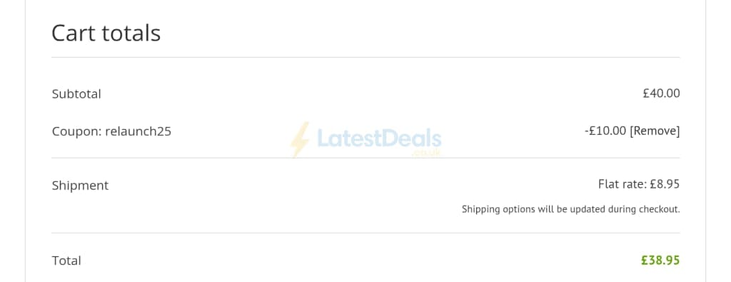 Screenshot of the SoccerLord discount code working