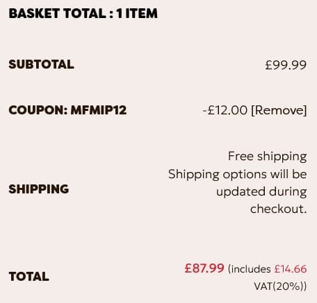 Screenshot of the Instant Pot discount code working