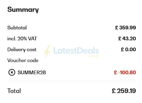 Screenshot of the Klarstein discount code working
