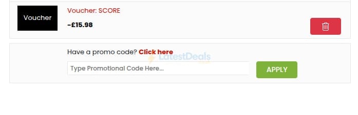 Screenshot of the Bondara discount code working