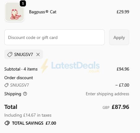 Screenshot of the Warmies discount code working