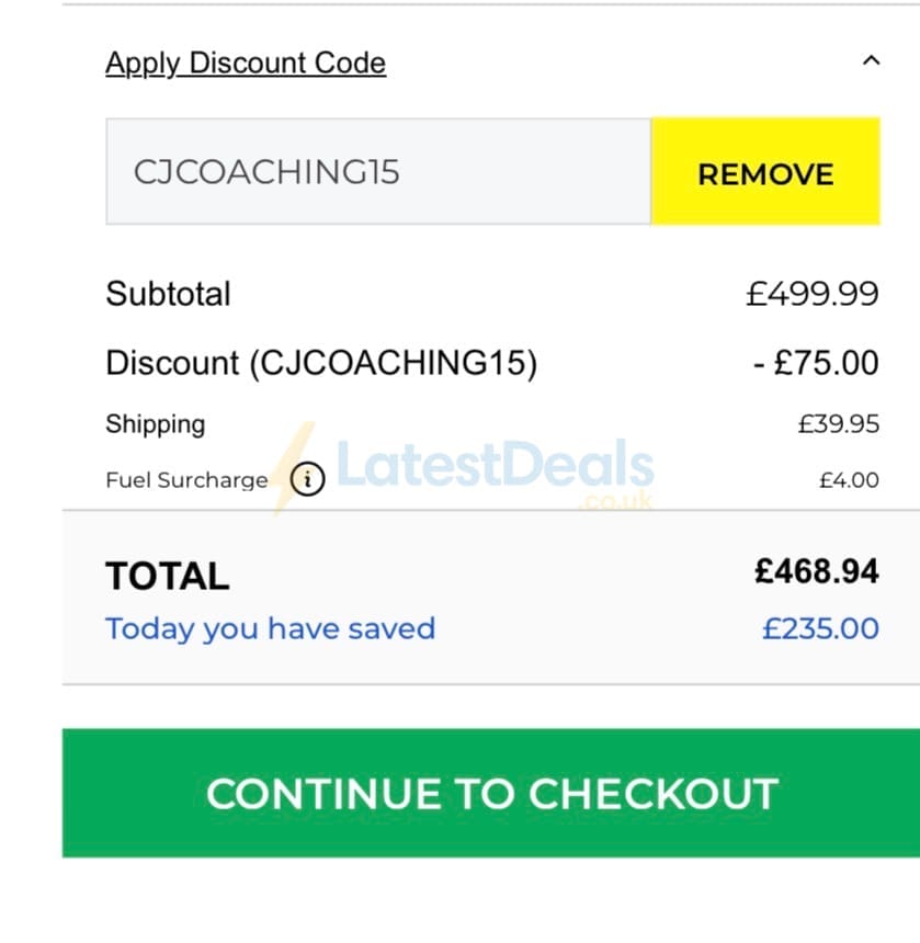 Screenshot of the Net World Sports discount code working