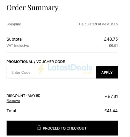 Screenshot of the Jules B discount code working