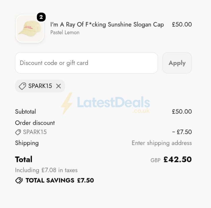 Screenshot of the The Spark Company discount code working