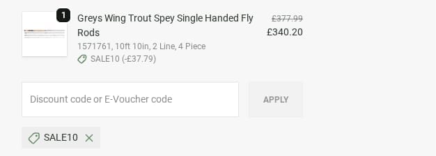Screenshot of the John Norris discount code working