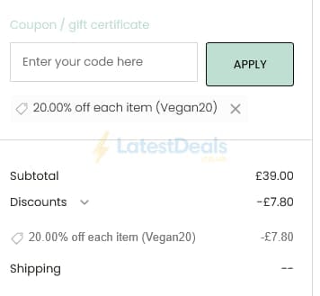 Screenshot of the Odylique discount code working