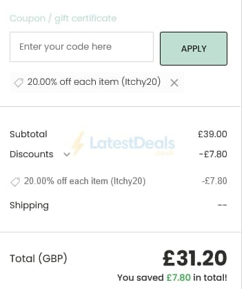Screenshot of the Odylique discount code working