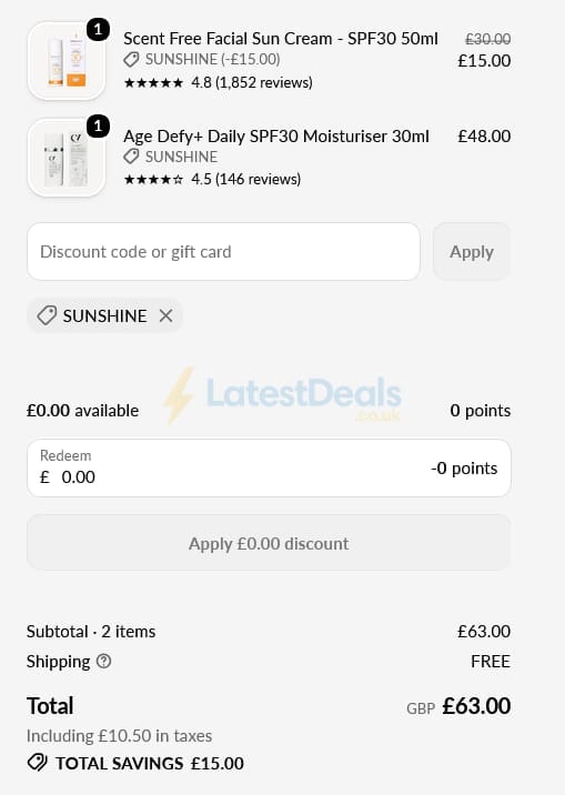 Screenshot of the Green People discount code working