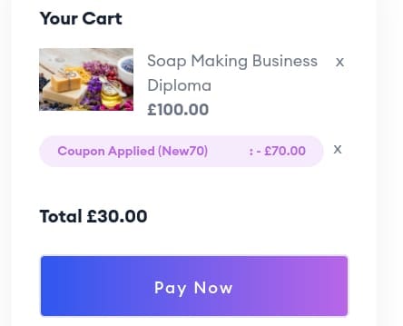 Screenshot of the Of Course discount code working