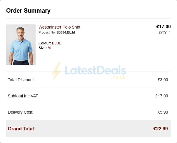 Screenshot of the Jolliman discount code working
