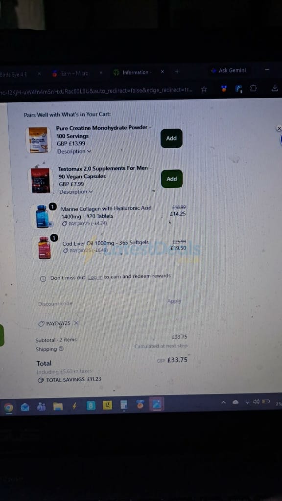 Screenshot of the Nutravita discount code working