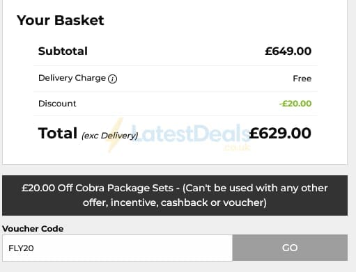 Screenshot of the The Golf Shop Online discount code working