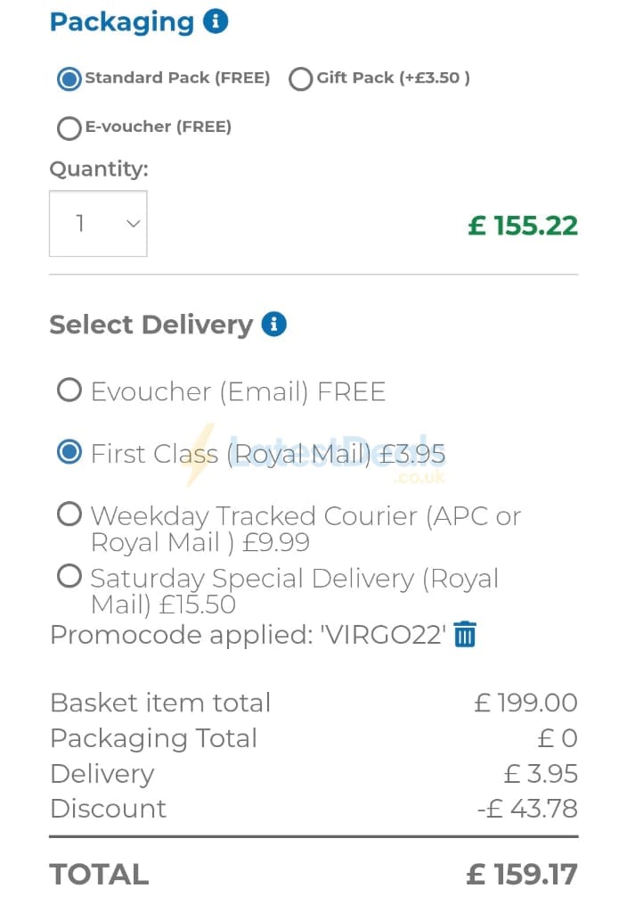 Screenshot of the Into The Blue discount code working
