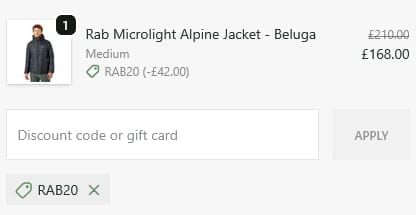 Screenshot of the John Norris discount code working