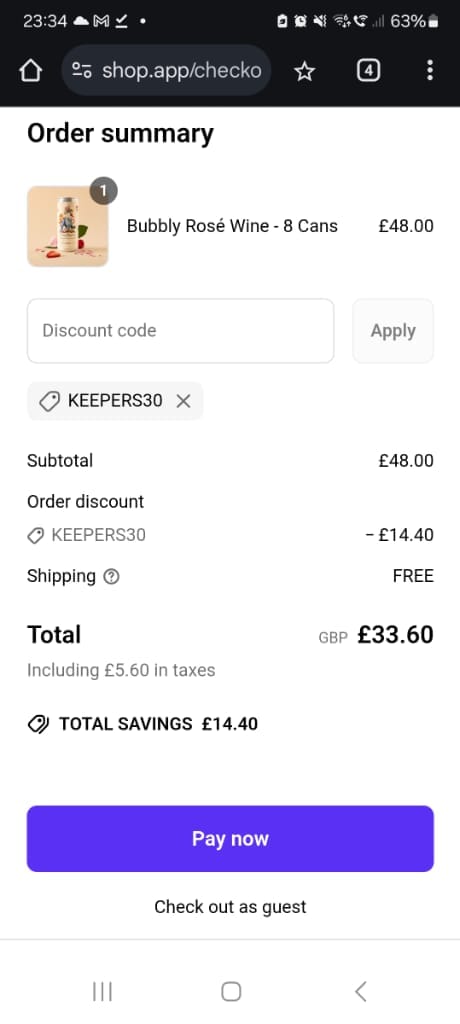 Screenshot of the The Uncommon discount code working