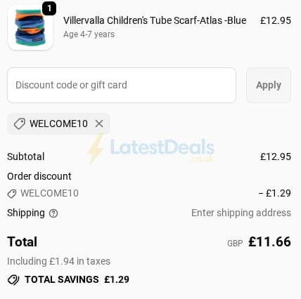 Screenshot of the Simply So Lovely discount code working