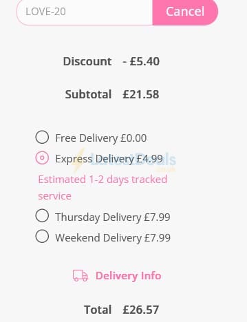 Screenshot of the Personalised Gifts Shop discount code working