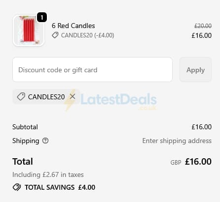 Screenshot of the Ibbi Direct discount code working