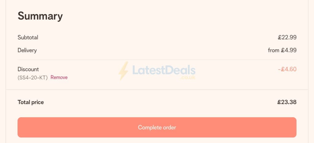 Screenshot of the YourSurprise discount code working