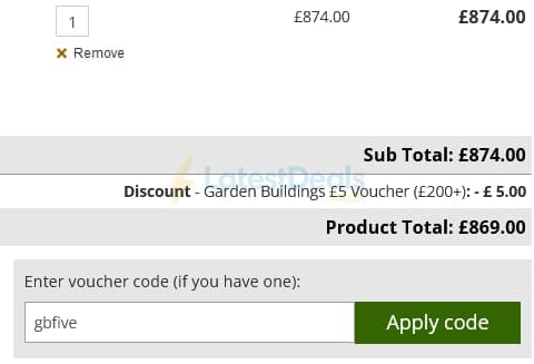 Screenshot of the One Garden discount code working