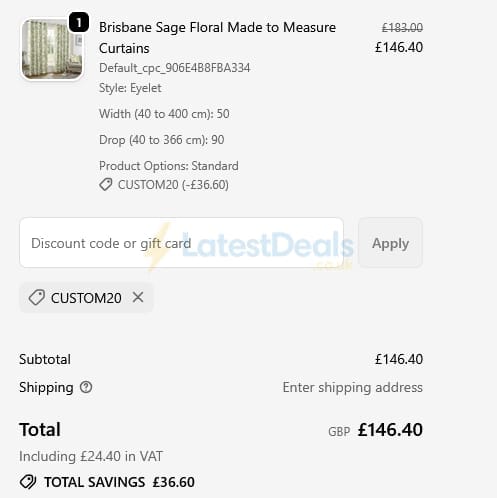 Screenshot of the Julian Charles discount code working