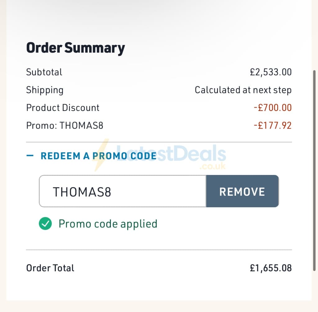 Screenshot of the NordicTrack discount code working