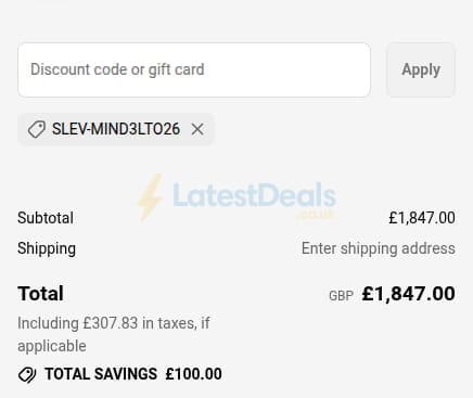 Screenshot of the Secretlab discount code working