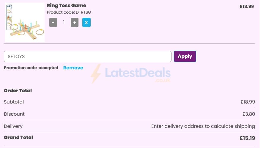 Screenshot of the Happy Puzzle discount code working