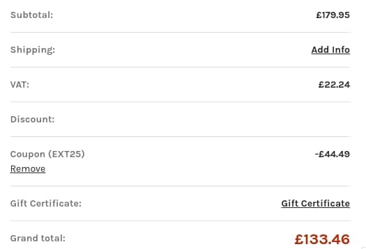 Screenshot of the Railway Model Store discount code working