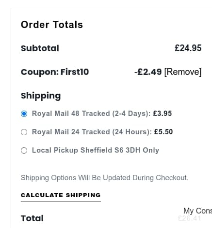 Screenshot of the Snooty Catz discount code working
