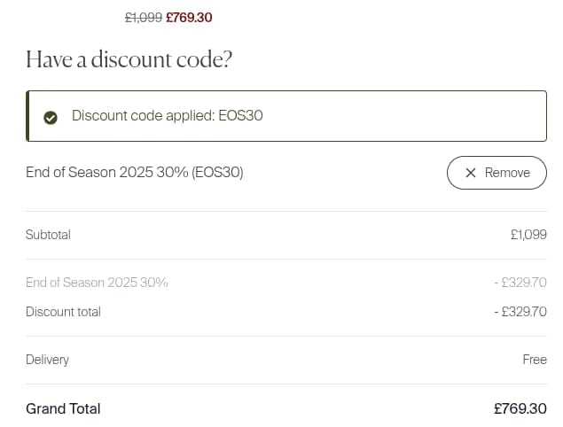Screenshot of the Maze Living discount code working