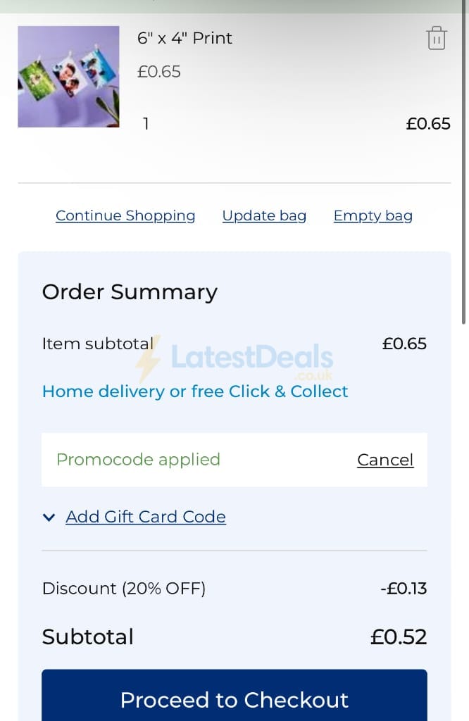 Screenshot of the Max Spielmann discount code working