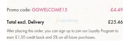 Screenshot of the Graham and Green discount code working