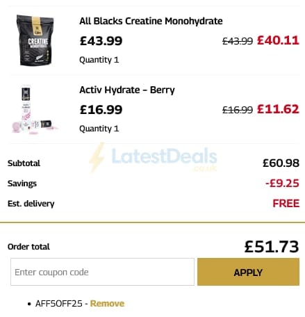 Screenshot of the Healthspan UK Elite discount code working