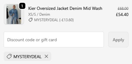 Screenshot of the Princess Polly discount code working