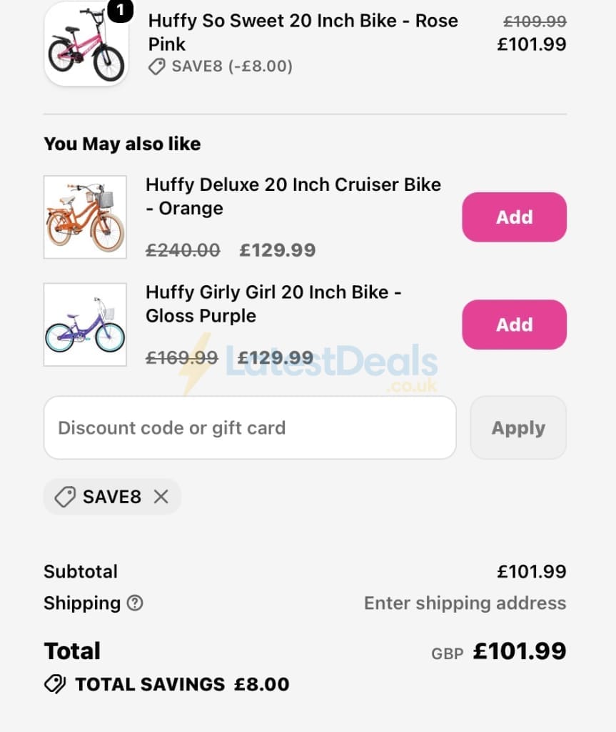 Screenshot of the True Toys discount code working