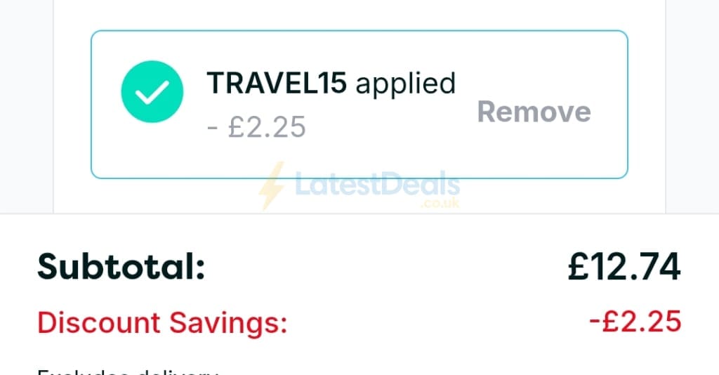 Screenshot of the Pharmacy2U discount code working