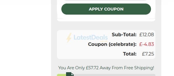 Screenshot of the Raw Powders discount code working