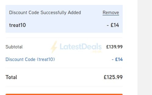 Screenshot of the Vax discount code working