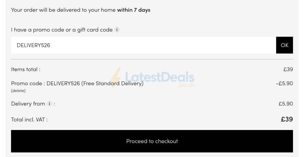 Screenshot of the Tikamoon discount code working