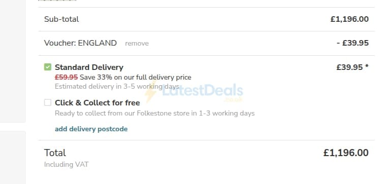 Screenshot of the Remland Carpets discount code working