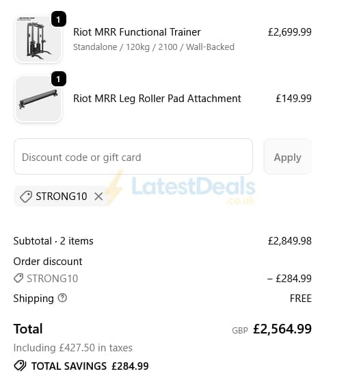 Screenshot of the Strength Shop discount code working